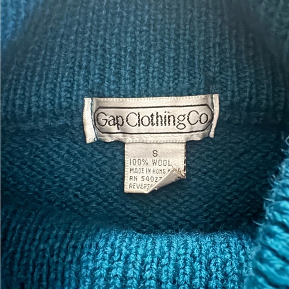 1980’s Vintage Gap & Co 100% Wool Mock Neck Sweater Womens Size Small. Deep Teal - Picture 6 of 6